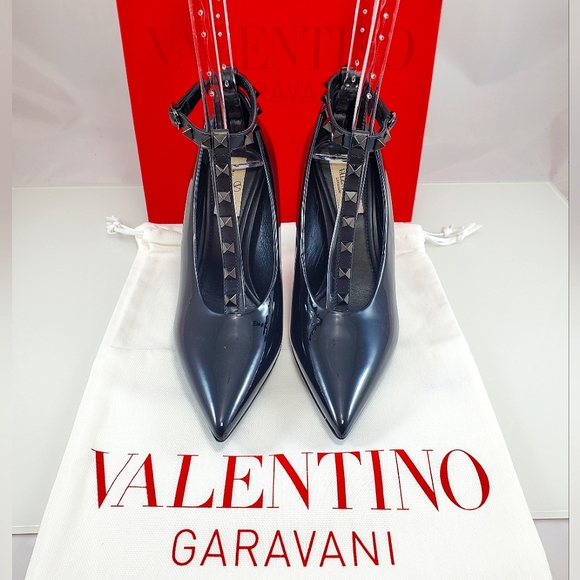 NEW$1250 VALENTINO Rockstud Patent Leather 100 Pumps With Matching Studs Sz 36.5 - Picture 6 of 16